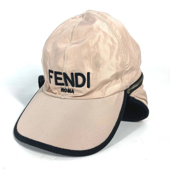 FENDI FXQ679 Fur Moko Moko logo flight hat cap baseball cap - Picture 1 of 16